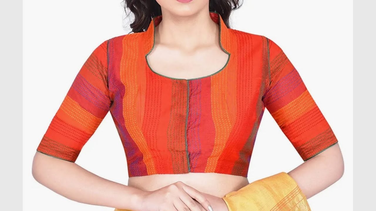 Collar neck blouse cutting & stitching simple method in Malayalam