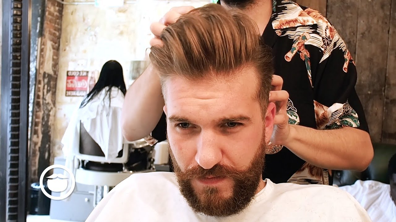Men's Pompadour with Natural Side Part