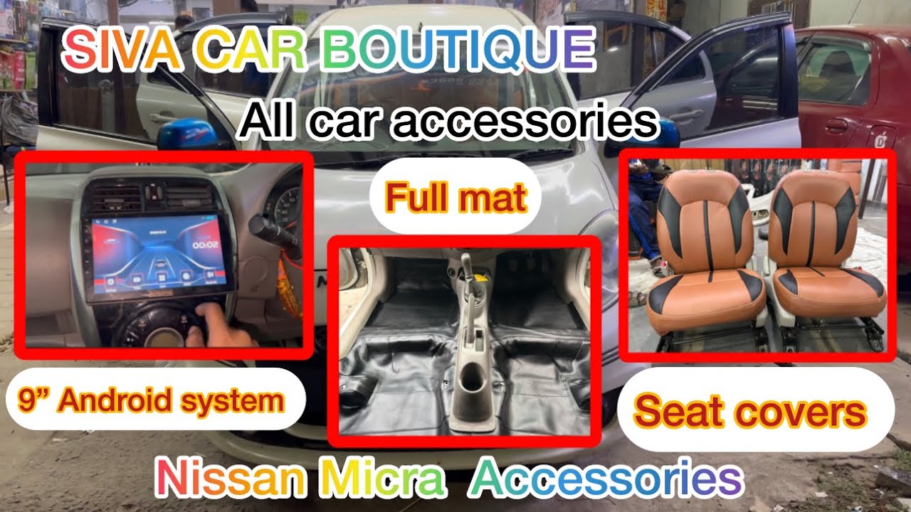 Nissan Micra Accessories 9” Android, Full mat , Seat Covers #shorts SIVA CAR BOUTIQUE #guntur