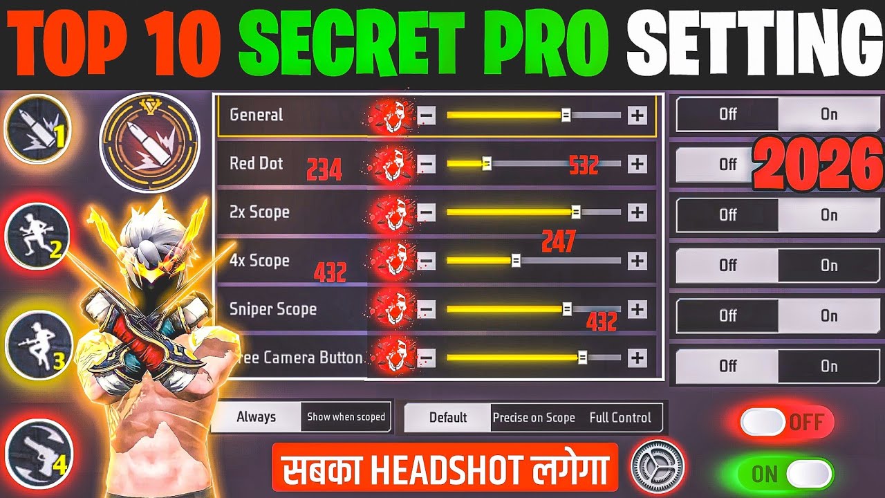 Free Fire Max Auto Headshot Trick 2026 Sensitivity Setting | 2gb, 4gb, 6gb Ram Headshot Sensitivity