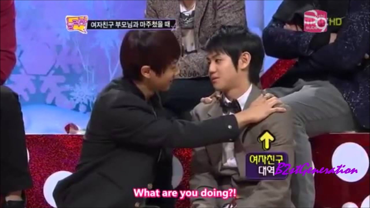 Snsd laughing at yoseob's cuteness