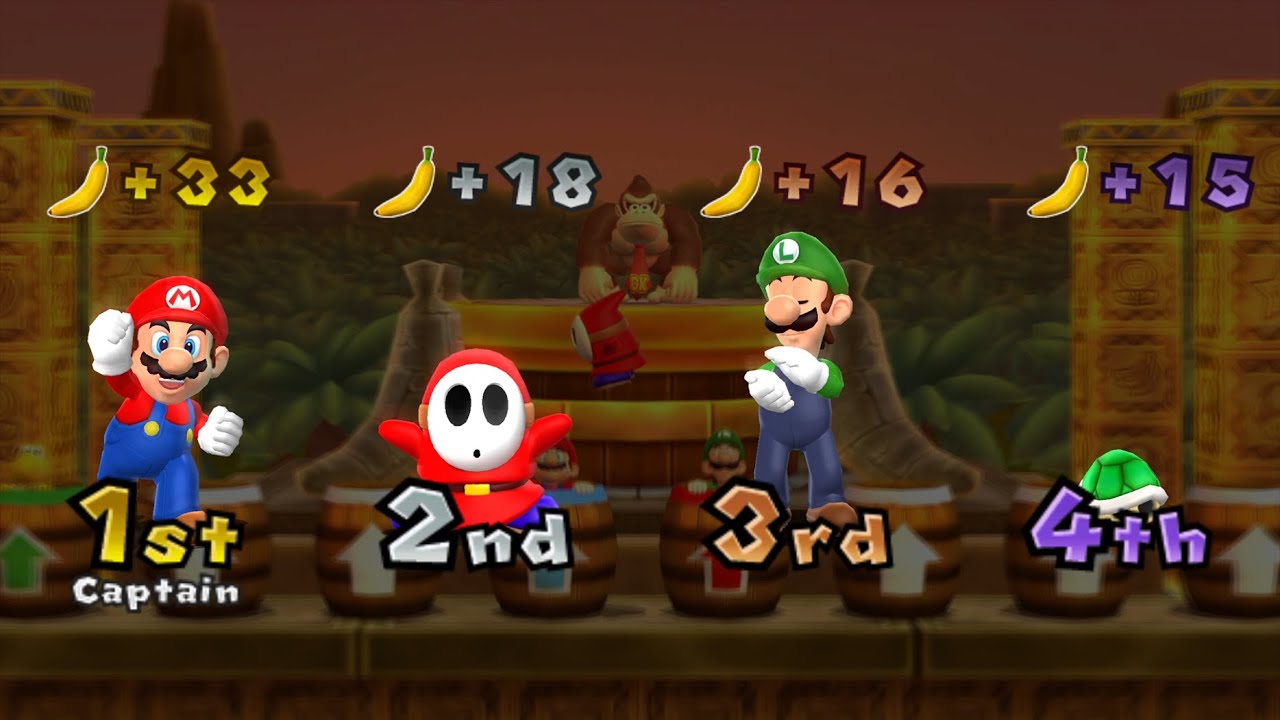 Mario Party 9 - Mario vs Luigi vs Koopa vs Shy Guy - DK's Jungle Ruins