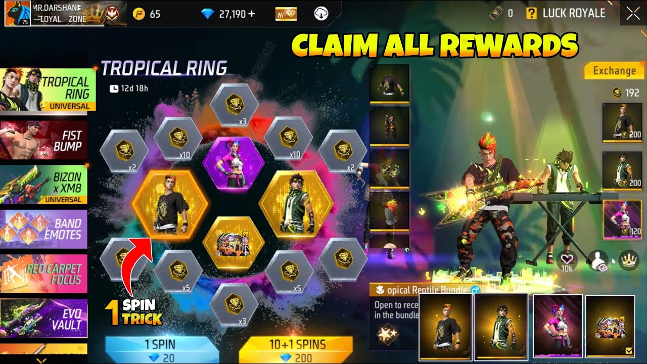 Holi Ring Event | Tropical Ring Event | Ring Event Spin Trick  Free Fire New Event | FF New Event