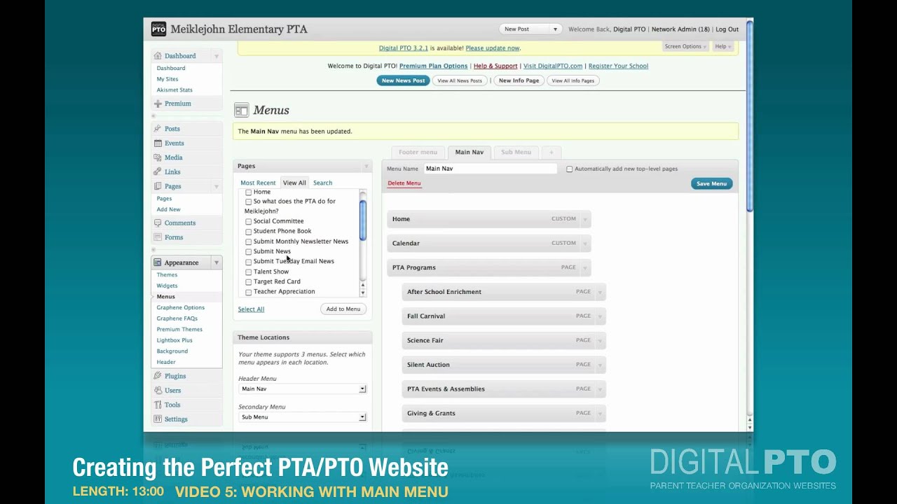 PT5 - Main Menus - Building the Perfect PTA Website