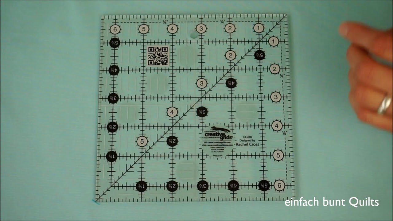 Quadratische Lineale von Creative Grids mit inch Einteilung