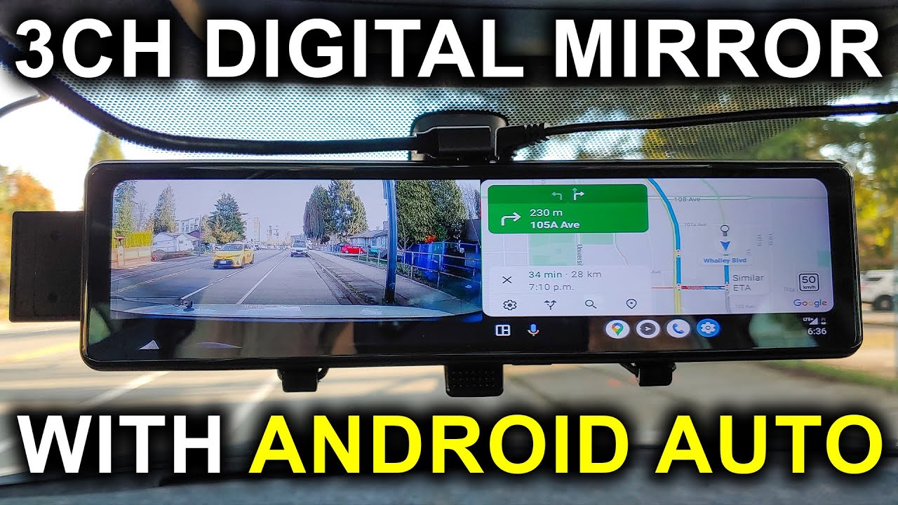 3-Channel Digital Rearview Mirror With Apple CarPlay / Android Auto Support From SEICANE.