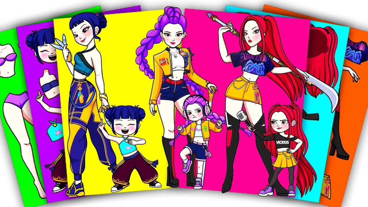 KPOP DEMON HUNTERS - HUNTRIX Rumi x Zoey x Mira and THEIR BABIES | Sticker Book DIY