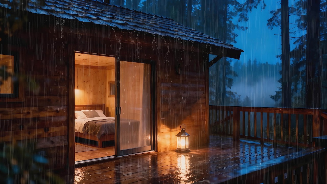 Quiet Night Rain in Cozy Cabin Bedroom 🌙 Deep Sleep Ambience