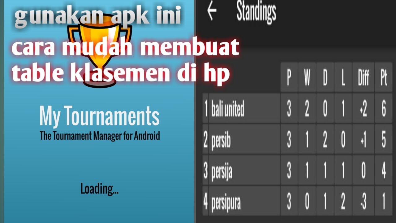 Cara Membuat Table Klasemen Liga Sepakbola Di Hp Android