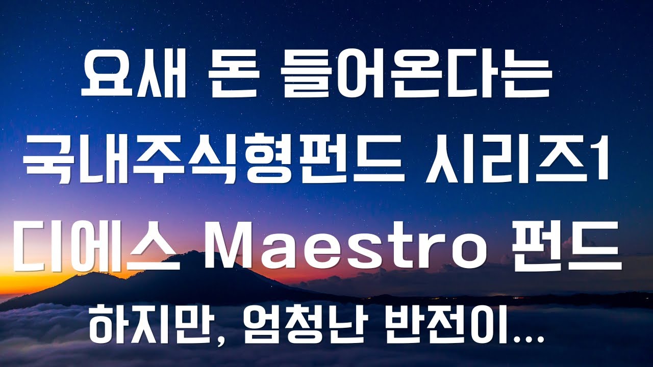 연초후 +59% 디에스Maestro펀드, 하지만 엄청난 반전이