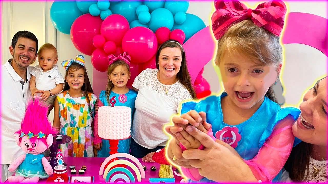 Festa Surpresa do trolls para Helena muita emoção | Jéssica Godar, Laurinha E Helena E Gabriel