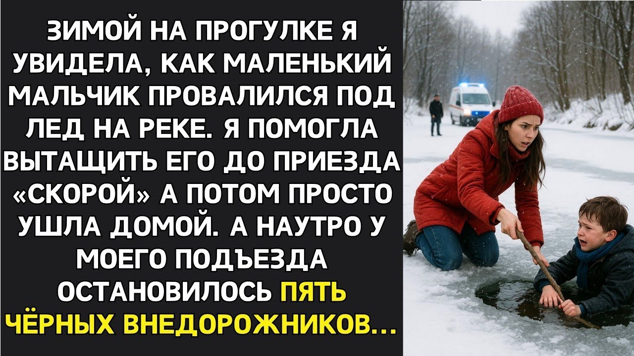 Спасла ребёнка на льду, не представилась. Наутро меня окружили люди в костюмах: Поехали с нами!