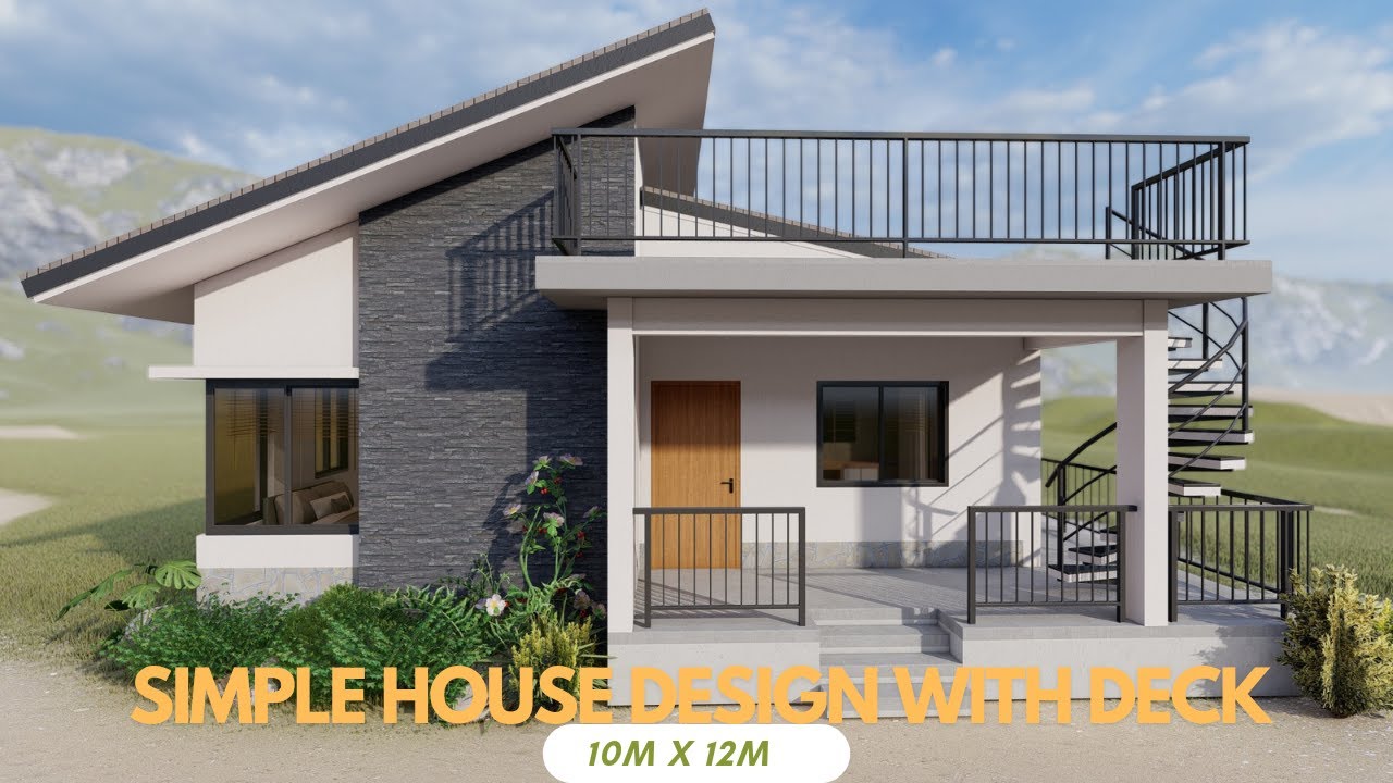 Simple House Design (10m x 12m) 120 sqm. l 2 Bedrooms with Deck