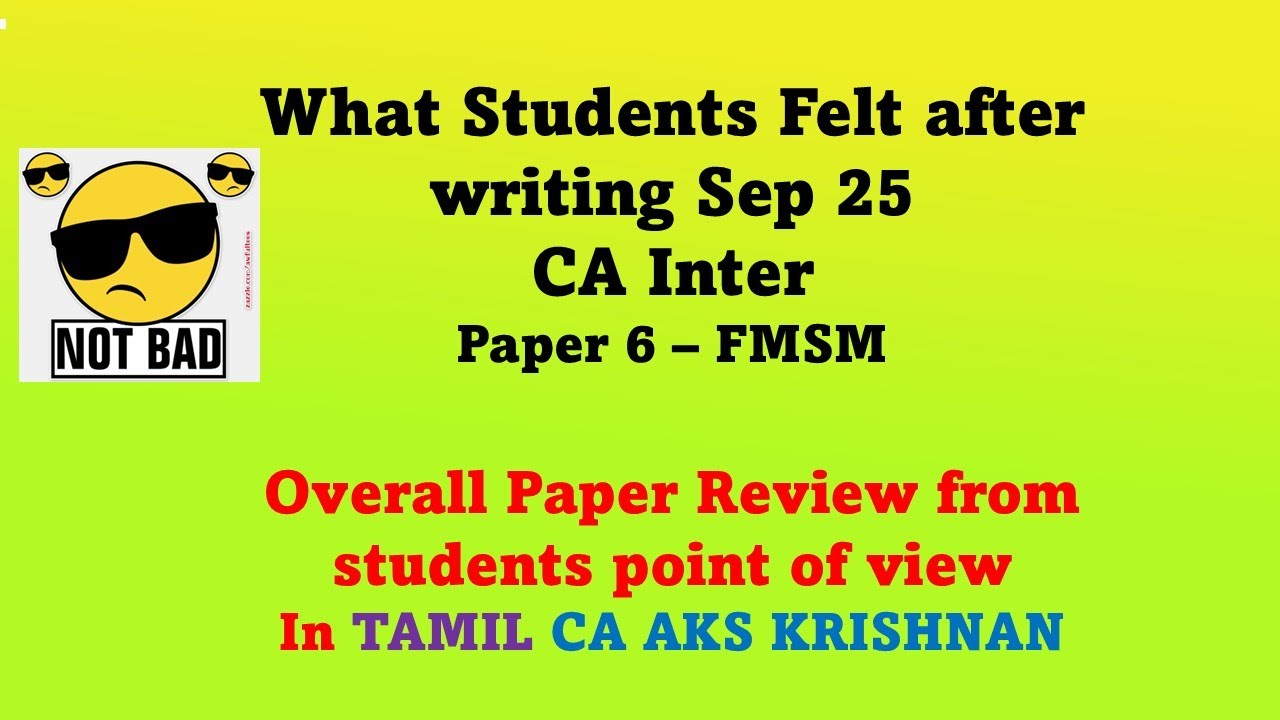 CA inter FMSM Sep 25 exam what students felt after exam