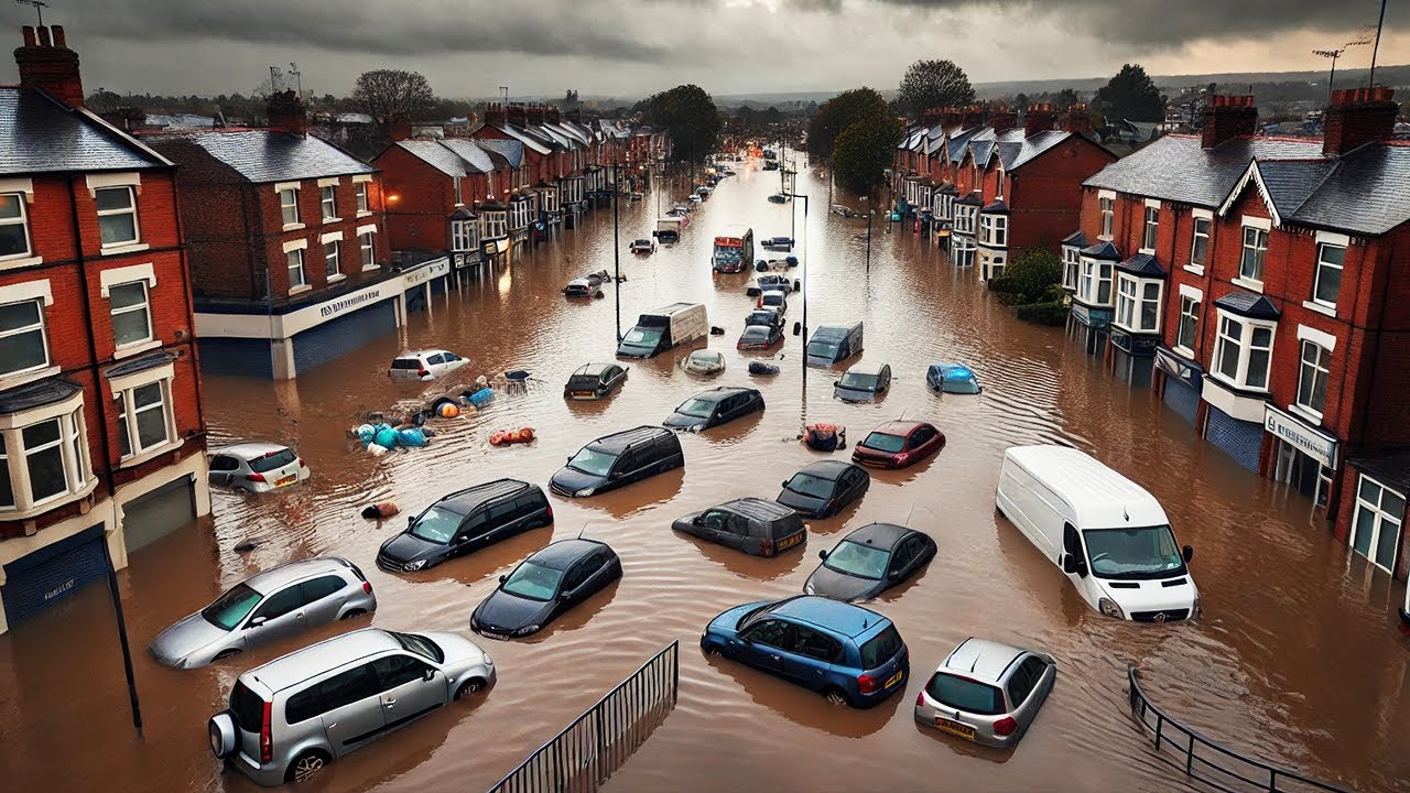 Severe Flooding Hits Stockport, Manchester, UK ! Roads and Cars Submerged