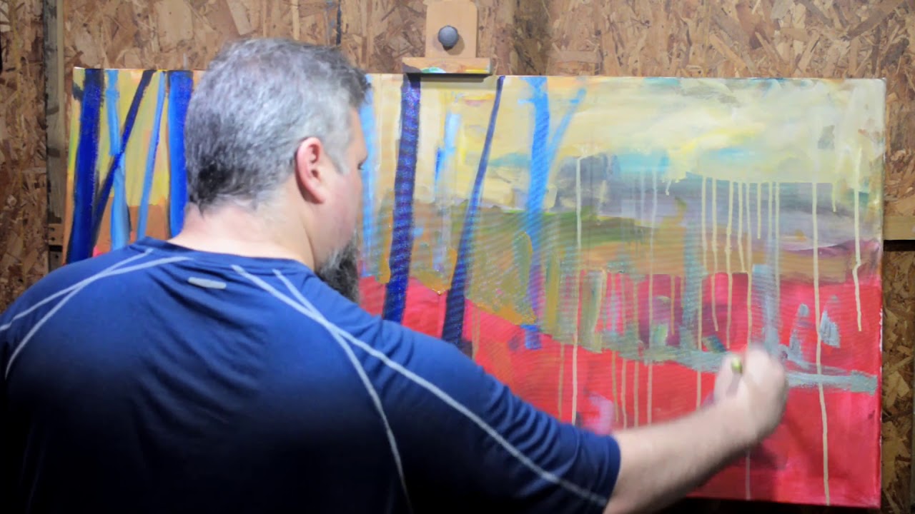 Painting an abstract landscape, start to finish.