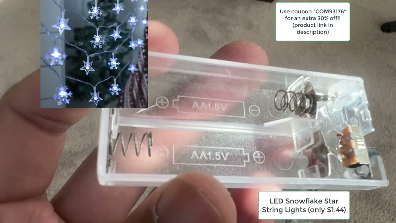Perfect LED Snowflake Star String Lights for Christmas Decorations | Battery-Powered & No Plug