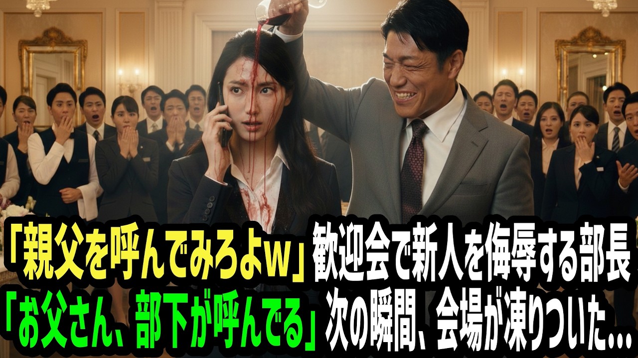 【感動】「親父呼んでみろよw」歓迎会で新人を侮辱する部長。「お父さん、部下が呼んでる」次の瞬間、会場が凍りついた...！