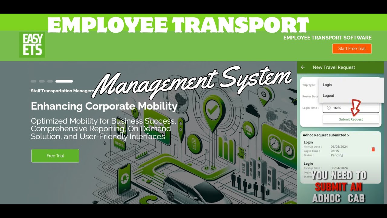 Employee Transport Management System - Easy ETS Employee Rider App - Ad-hoc Cab Booking Request
