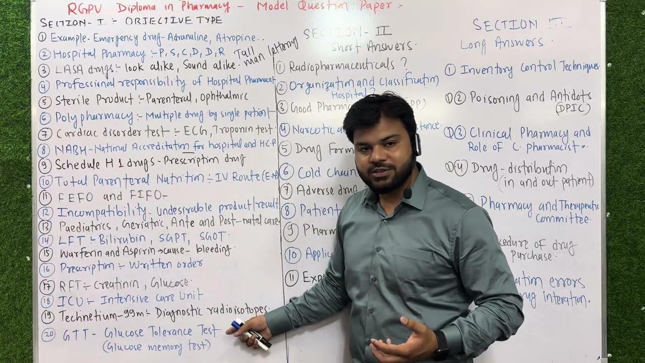 Hospital Pharmacy Diploma II Year imp questions Part I