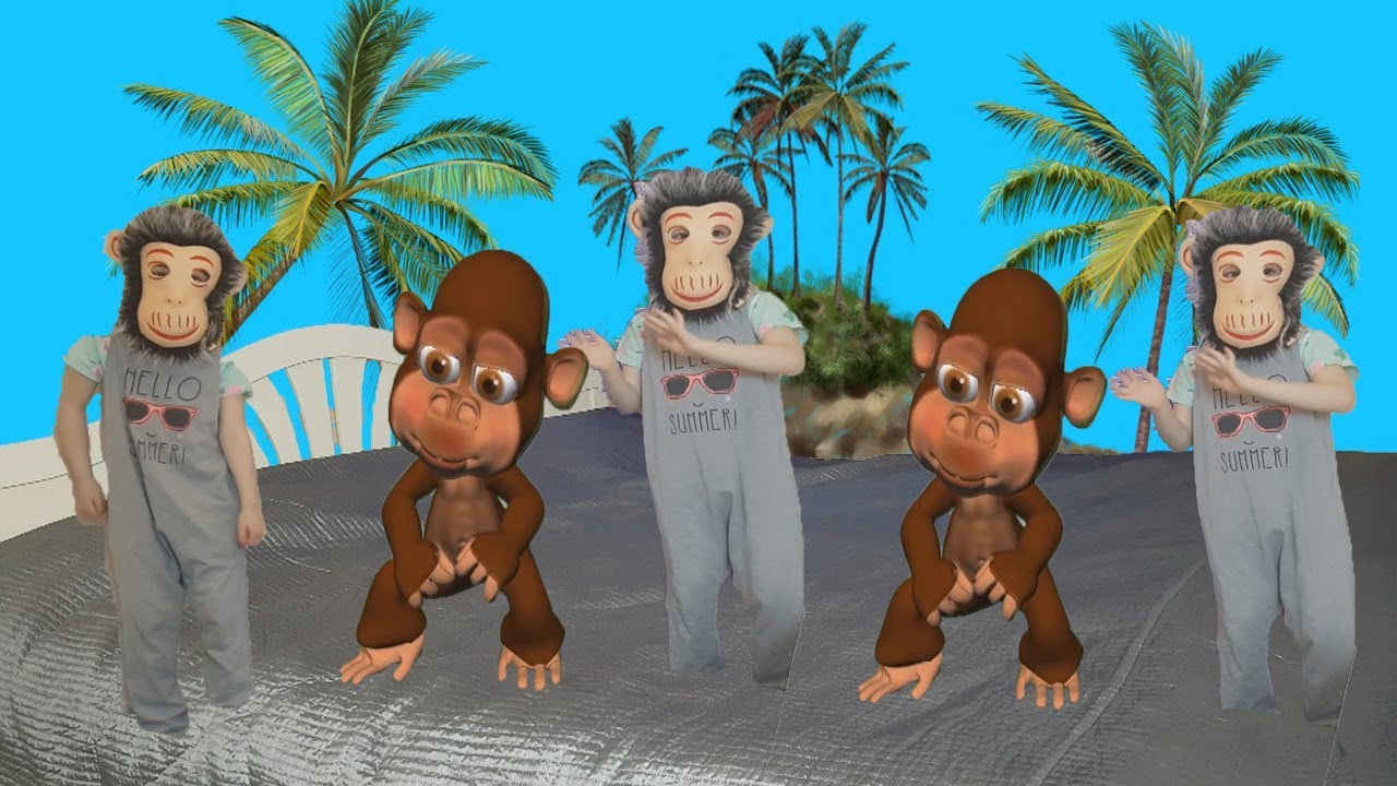 SVENSKA BARNVISOR,Fem små apor hoppade i sängen/Five little monkeys jumped in bed .