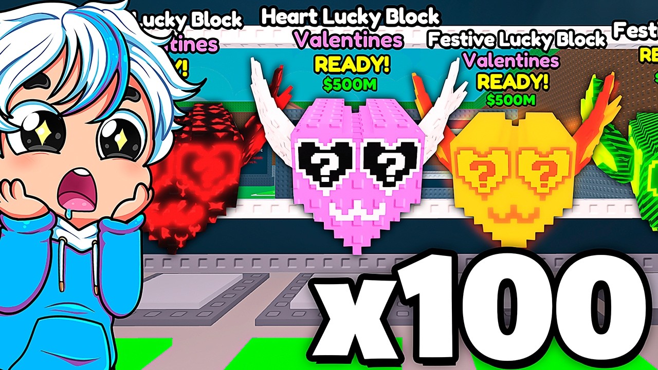 💕🎁ABRI 100 LOVE LUCKY BLOCKS NO ROUBE O BRAINROT! (BASE LOTADA DE LUCKY BLOCK!)