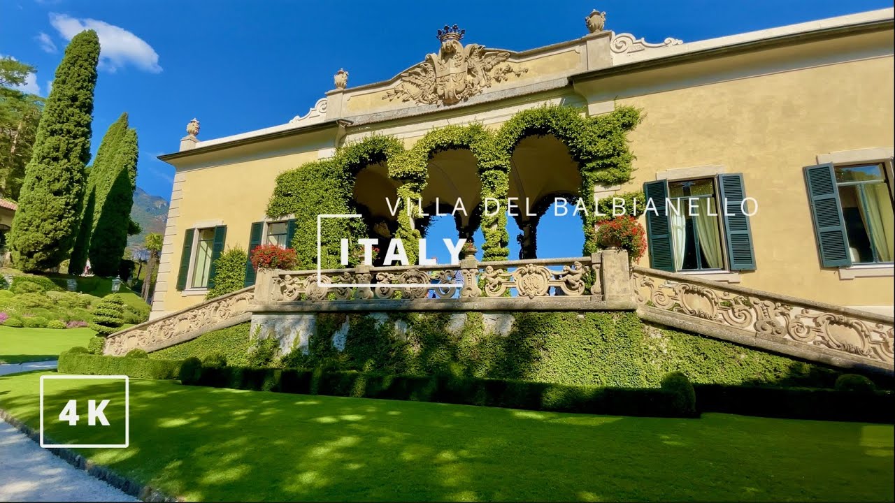 Walking Video in beautiful exotic Villa del Balbianello Lake Como Italy 4K, best budget trip plan