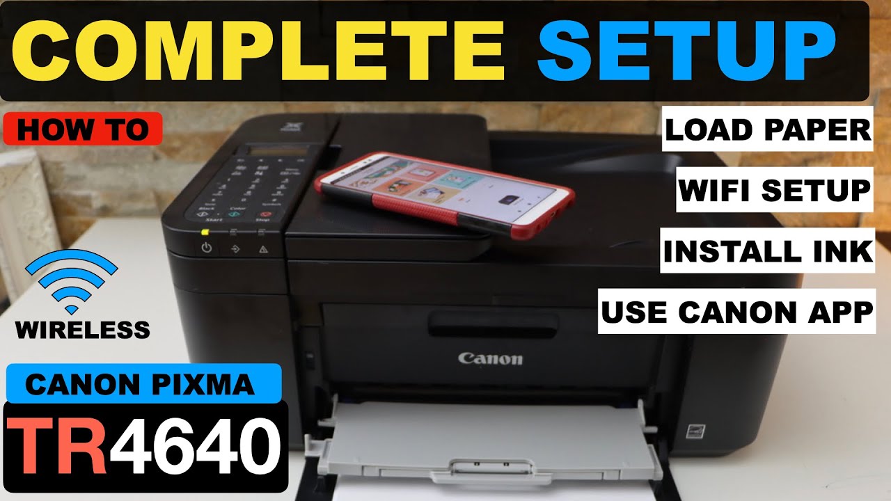 Настройка Canon Pixma TR4640, установка чернил, загрузка бумаги, настройка беспроводного подключе...