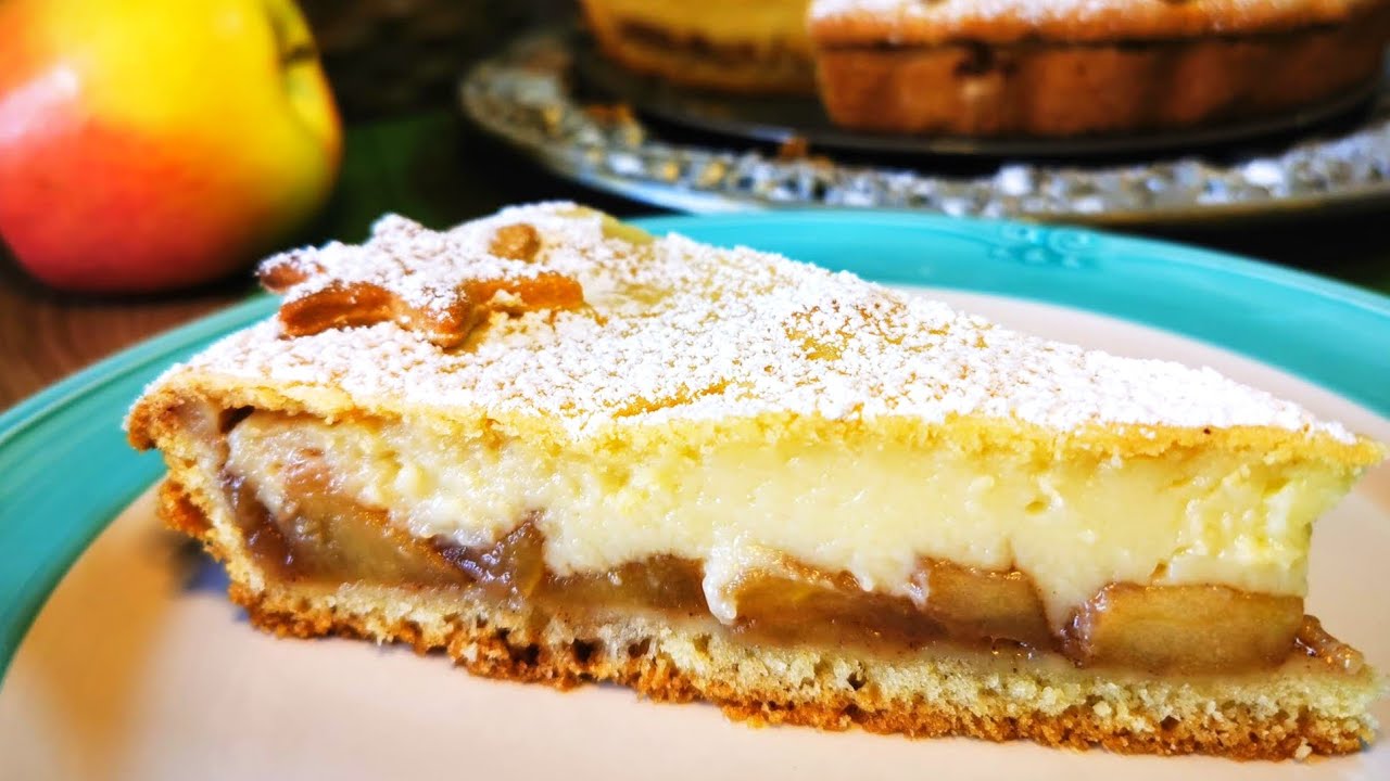 Разкошен ябълков пай🍏  (кростата) с вкусен яйчен крем. Италианска кухня.