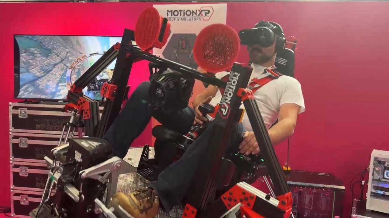 La simulation de vol en réalité virtuelle sur le stand de Motion XP