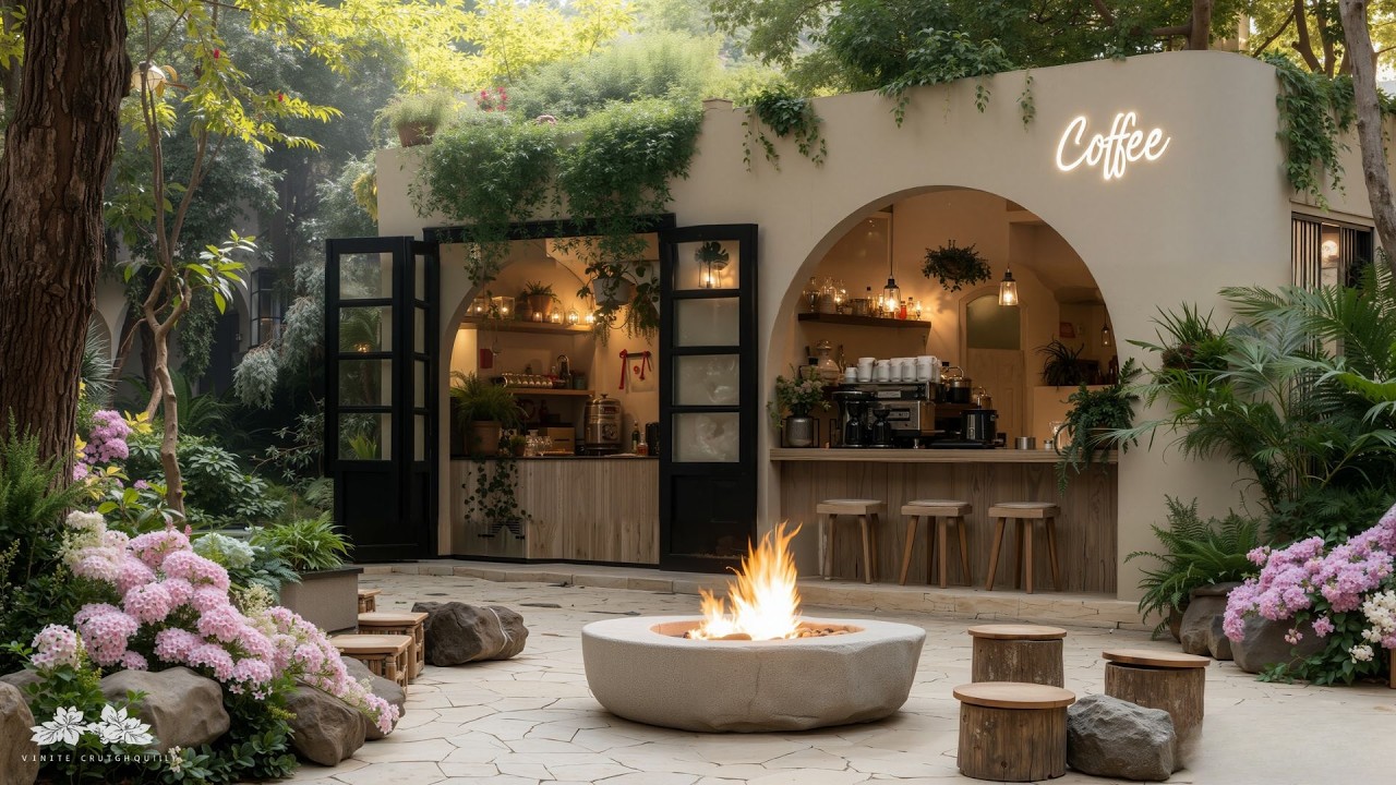 Tranquil Forest Café Jazz by the Fireplace 🔥 Smooth Jazz Ambience for Relaxing, Studying & Working