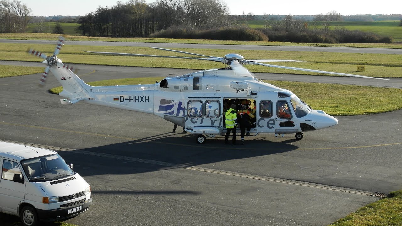 [HD] Offshore AW 139 taxi, loading & full departure at Güttin Airfield