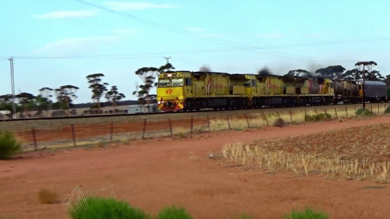 6023, 6025, ACB 4405 on 4UP1 Aurizon Tronox loaded mineral sands, at WALGOOLAN. Friday 7.02. 2025.