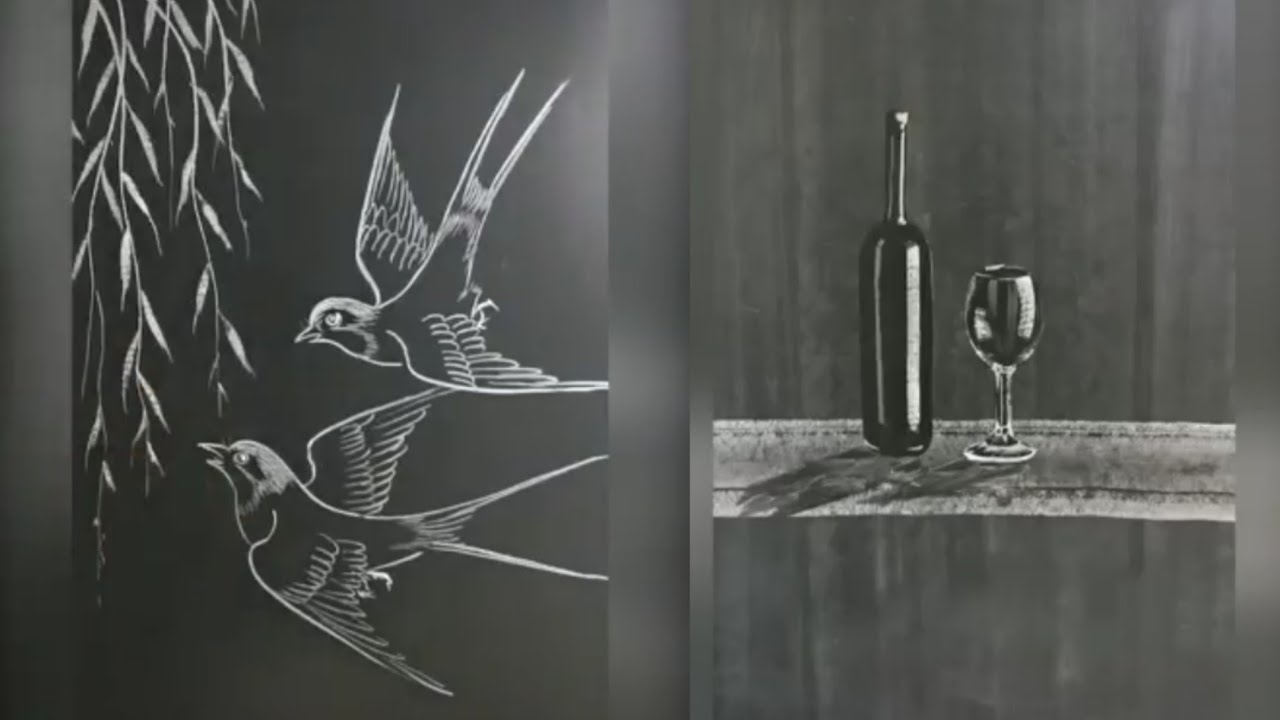 OMG😱 Blackboard Drawing With Chalk/#Chalkdrawing/Easy Way To Learn Blackboard Drawing