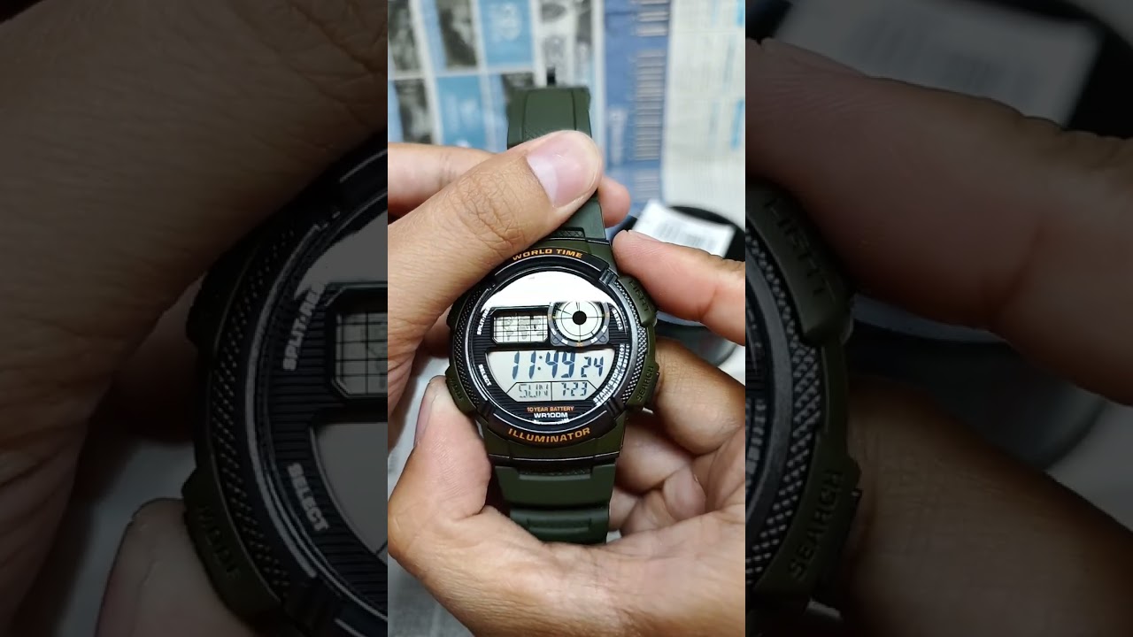 Casio General AE-1000W-3AVDF 10 Year Battery Water Resistance 100M Green Resin Band