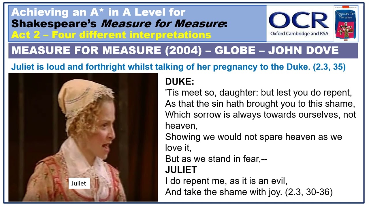 Measure for Measure - Act 2 - Key moments from four different productions