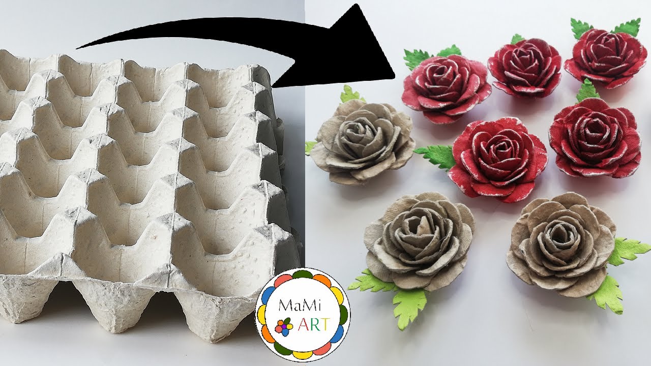 Удивительные поделки своими руками ♻️ 🌹🌹 🌹 Розочки из яичных коробок ♻️🌹 Переработка