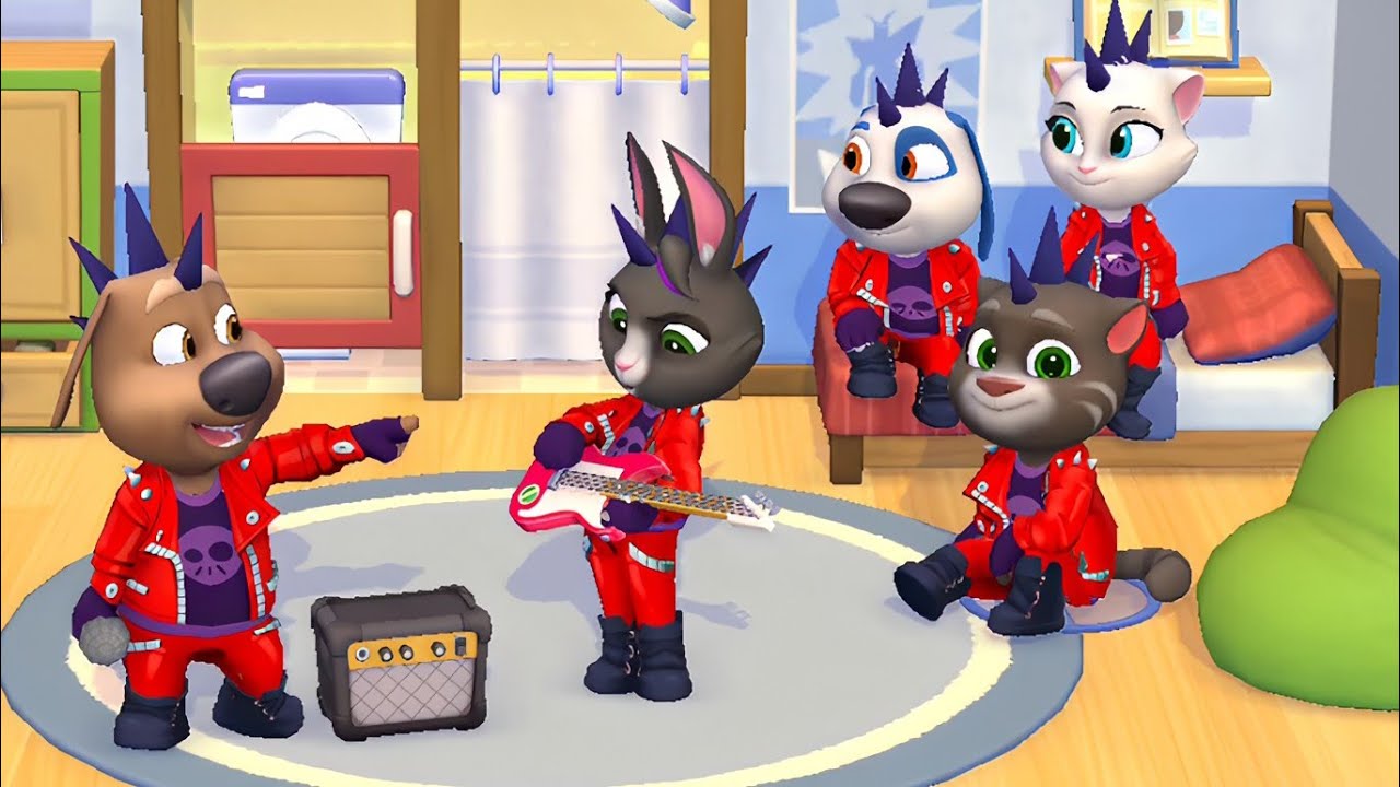 My Talking Tom Friends 2 new update Red Punk Outfit & Mohawk unlocked Gameplay Android ios