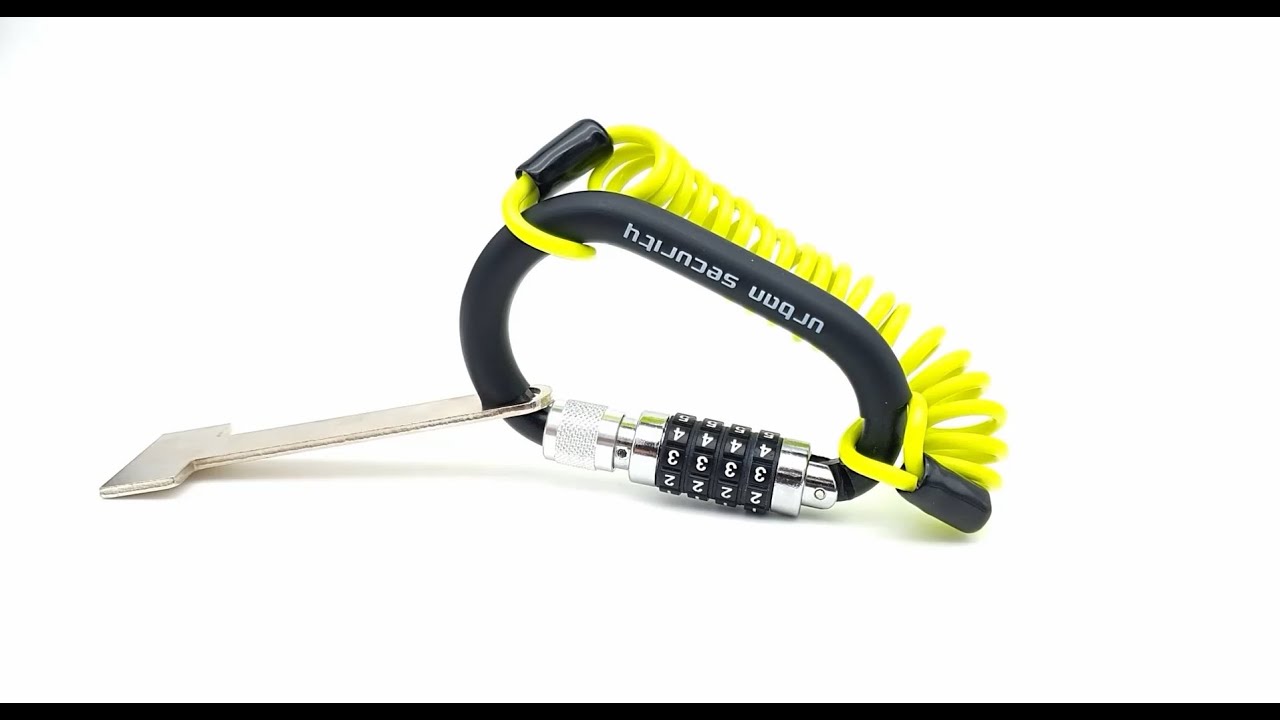 URBAN UR140 Padlock Helmet Motorbike Bike Carabiner Combination Pocket Lock + Cable & Adapter