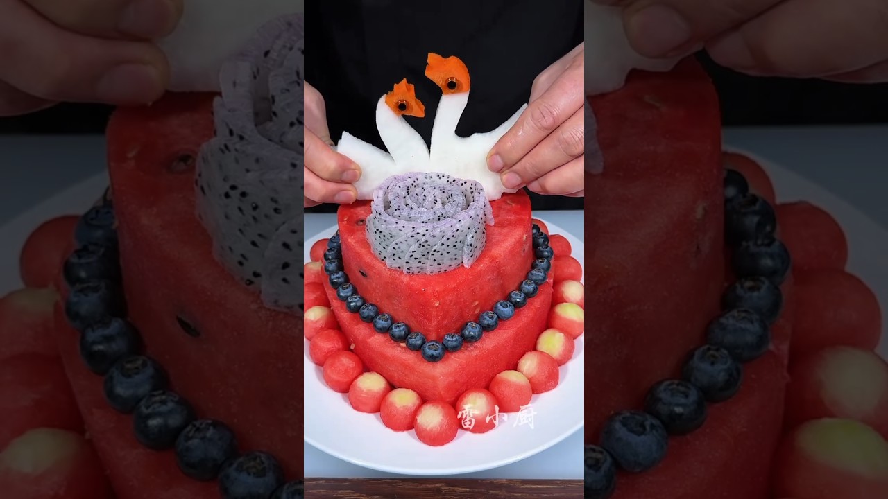 A Watermelon Surprise for My Daughter's Birthday 🎂🍉 | how to make fruit cake #shorts #shortsfeed​
