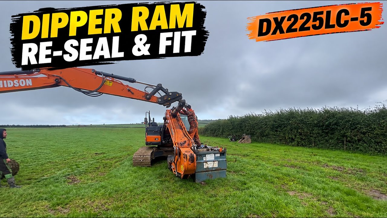Замена уплотнений и установка гидроцилиндра рукояти на DX225LC-5!