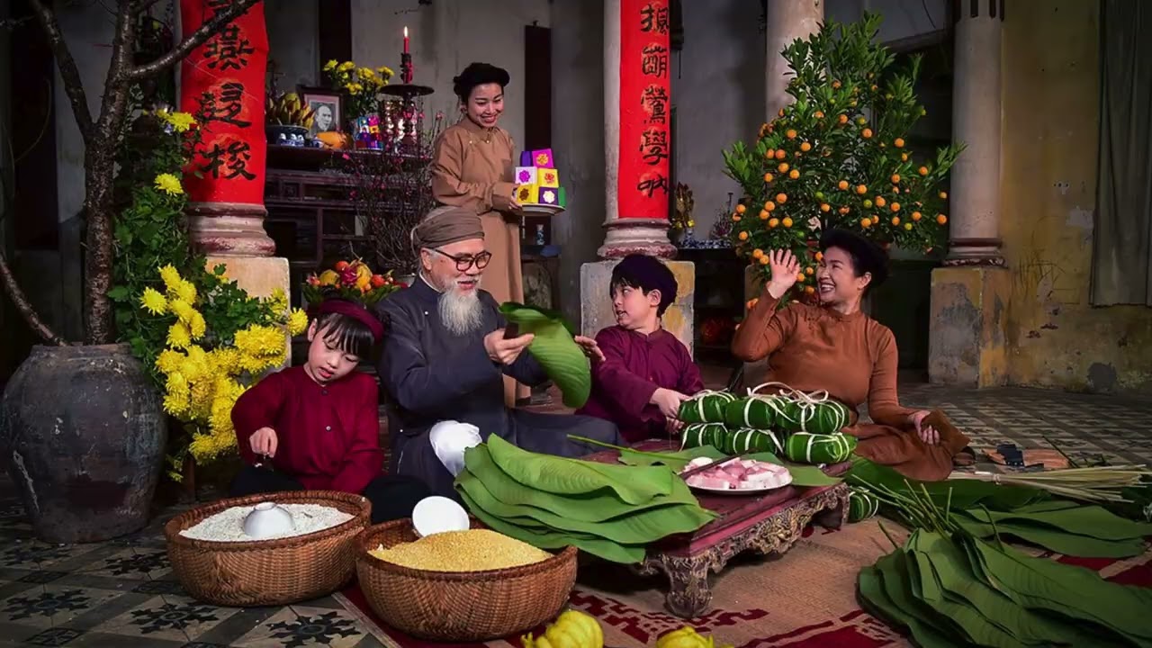 Gói bánh chưng – Nét Tết xưa trong hoạt động trải nghiệm lớp 6A1 trường THCS thị trấn Yên Ninh.