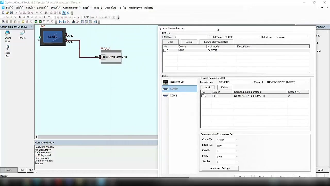 Comunicación entre el HMI Kinco y un PLC SIEMENS S7-200