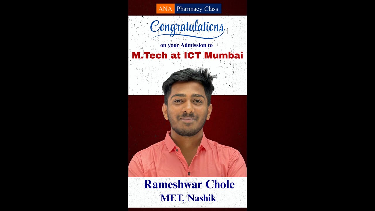 Rameshwar Chole | successfully secured Admission to M.Tech at ICT, Mumbai