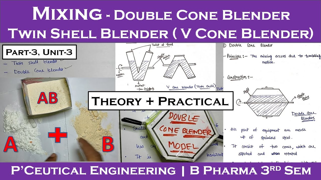Double cone blender | Twin shell blender | v cone blender | Part-3 | Theory + Experiment | Practical