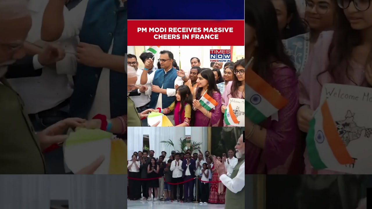 PM Modi Receives Thunderous Applause During Warm Welcome In France #shorts