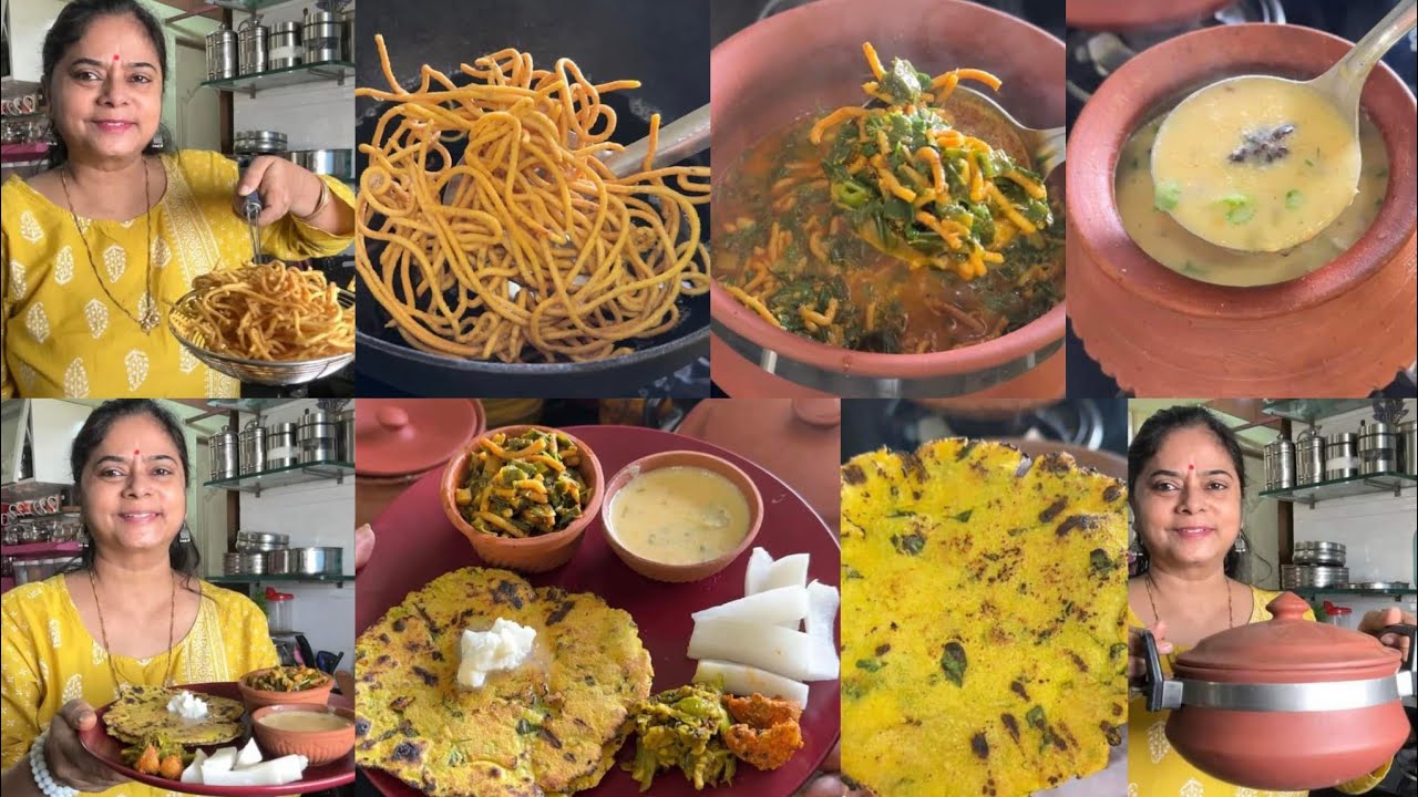 gujrati ऑथेंटिक food +lunch thali🍱 besan sev🌺 hare pyaz sev ki sabzi🌺 makke ki roti🌺 gujrati kadhi