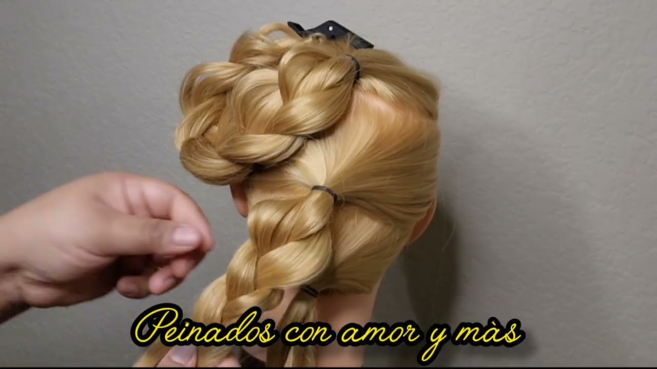 Te ensen̈o como hacer este bonito peinado con 3  trenzas. 🥰