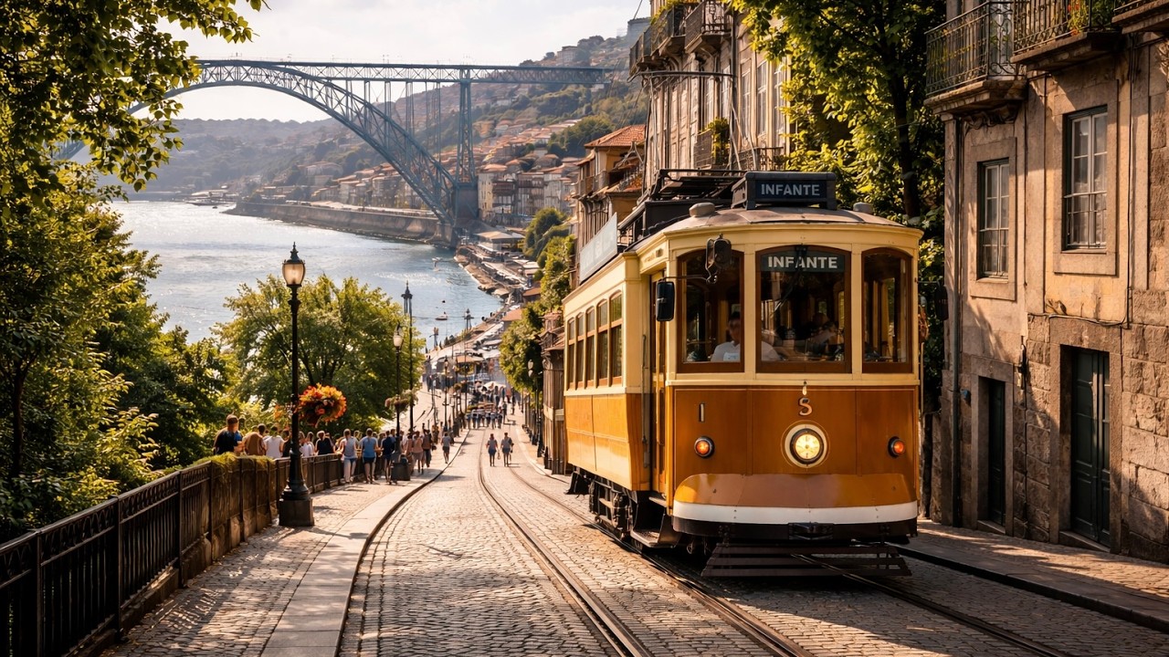 Porto’s Iconic Yellow Tram 🚋 Line 1 - Scenic Ride | 4K