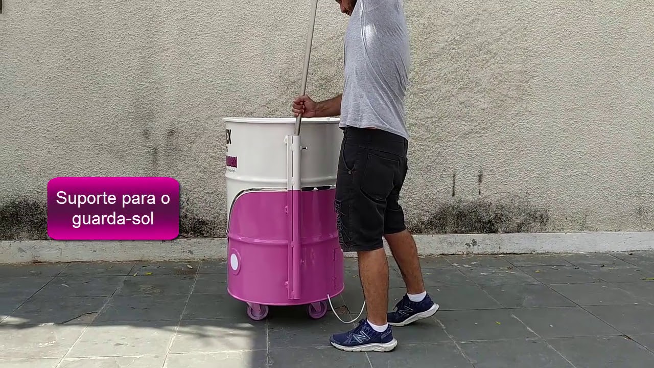 Tambor Metal 200l COOLER com isolamento térmico porta Banner + porta guarda-sol para Geladex